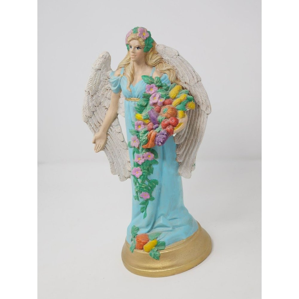 Beautiful Hand Painted Ceramic Angel With‎ Fresh Vegetables And Flowers